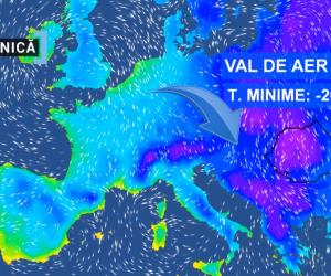 Val de aer polar peste România. De sâmbătă începe cel mai geros episod de iarnă, cu temperaturi de -20 de grade