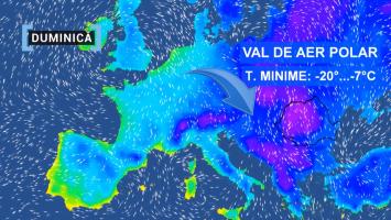 Val de aer polar peste România. De sâmbătă începe cel mai geros episod de iarnă, cu temperaturi de -20 de grade