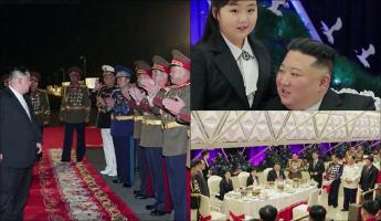Coreea de Nord a sărbătorit 75 de ani de la înfiinţarea armatei. Kim Jong Un, alături de familie la inspecţiile militare și banchet