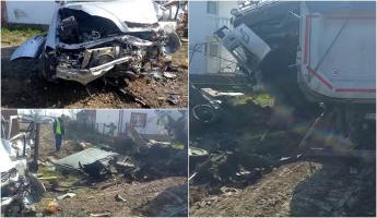 Trei mașini și un TIR s-au făcut praf pe o șosea din Gorj. Patru persoane au fost rănite, inclusiv doi copii de 10 și 11 ani