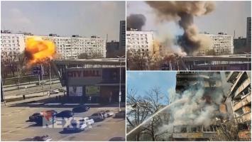 Momentul şocant în care o rachetă rusească distruge un bloc din Zaporojie. Cel puţin un om a murit, alţi 25 sunt grav răniţi