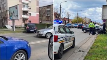 Mașina Jandarmeriei, aflată în misiune, implicată într-un accident în Satu mare: a lovit un alt vehicul și a fost la un pas să se "înfigă" într-un bloc
