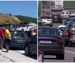 Un şofer a încercat să fenteze coloana la graniţa cu Bulgaria. Ia-o înapoi! Crezi că noi stăm de proşti aici?!