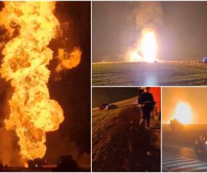 Explozie uriașă la magistrala de gaz din Călimănești, în Vrancea. Patru muncitori au murit pe loc, alți cinci au fost răniți. A fost activat Planul roșu de urgență