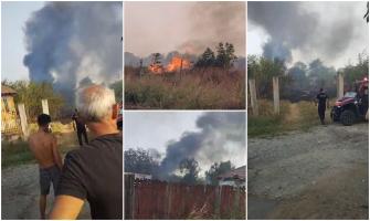 "Uitați-vă, fraților, ce-i aici!" Foc lângă case la Sălcuța, în Dolj. Vâlvătaia a pârjolit peste 70 de hectare, sub privirile îngrozite ale sătenilor