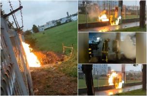 Intervenţie de urgenţă pe un bulevard din Cluj-Napoca: un tablou electric a luat foc, flăcările amenintând o ţeavă de gaz