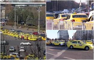 Taximetriştii au blocat traficul din centrul Capitalei, după ce negocierile cu Guvernul au rămas fără rezultat