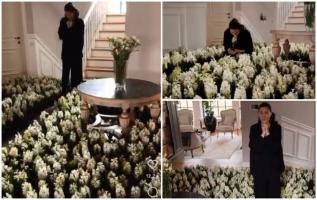 O tânără a primit un covor de flori de la soțul său de 1 Martie. I-a umplut toată sufrageria