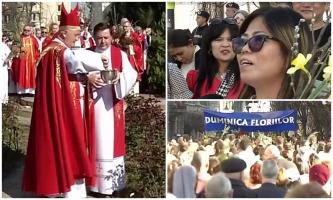 Reacţia lui Florence, o filipineză din Bucureşti, la slujba de Duminica Floriilor. Sărbătoare mare înainte de Paştele Catolic