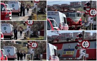 Mașina inspectorilor de la ISCTR Cluj, prinsă sub barieră, după ce șoferul a forțat trecerea de cale ferată de la Apahida. La scurt timp a trecut și trenul