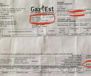 O pensionară din Vaslui a primit o factură de 6.7 milioane de Euro la gaze