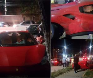 Ferrari-ul de 300.000 de euro al lui Tzancă Uraganu, făcut praf după ce a sfârşit într-un copac. Fratele său, Miraj, se afla pe locul din dreapta
