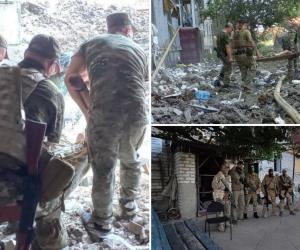 ucrainenii au lovit un centru de comanda al mercenarilor wagner din Popasna dupa ce luptătorii au facut sedinta foto in fata cladirii