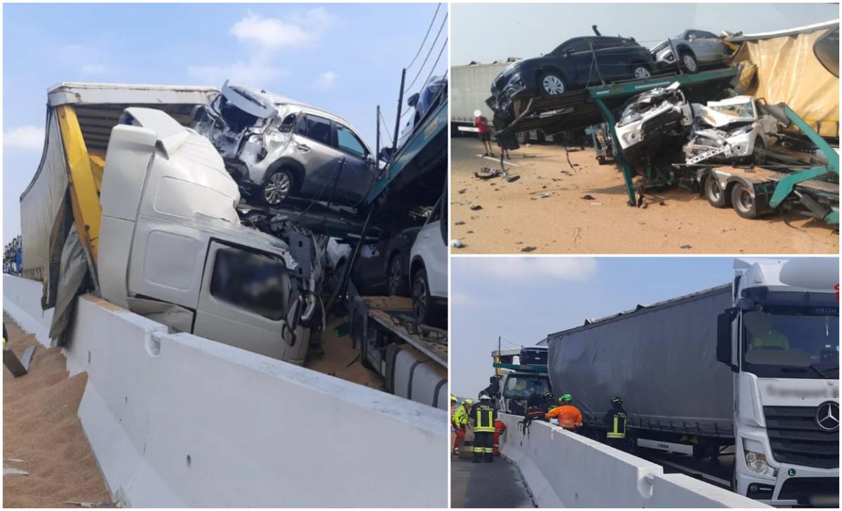 Autista di camion rumeno, rimasto schiacciato nella sua cabina dopo un terribile incidente stradale avvenuto in autostrada in Italia.  L’uomo è morto sul colpo
