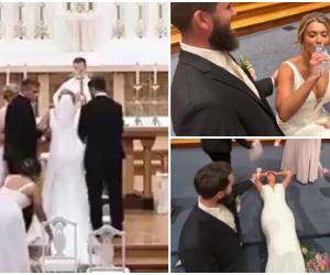 Nuntă de coșmar: Mireasa s-a prăbușit în fața altarului, la doar câteva secunde după ce a spus Da. Acum este o glumă de familie