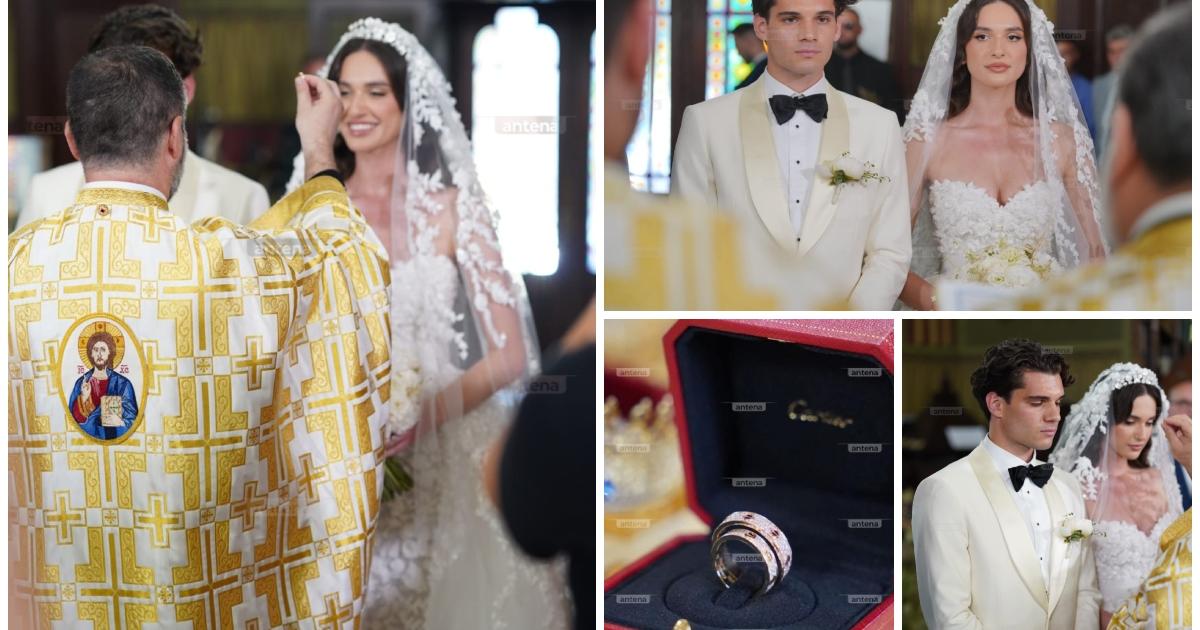 Imagini cu Elena şi Ianis Hagi de la biserică. Ceremonia religioasă s-a încheiat. Mirii au pornit spre Domeniul Ştirbey unde va avea loc petrecerea Imagini cu Elena şi Ianis Hagi de la biserică. Ceremonia religioasă s-a încheiat. Mirii au pornit spre Domeniul Ştirbey unde va avea loc petrecerea